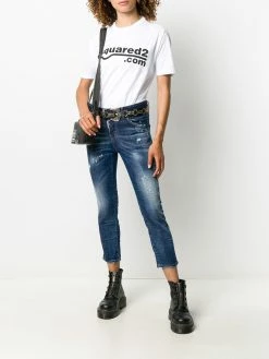 Dsquared2 jean crop à effet usé