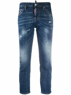 Dsquared2 jean crop à effet usé