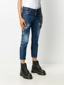 Dsquared2 jean crop à effet usé