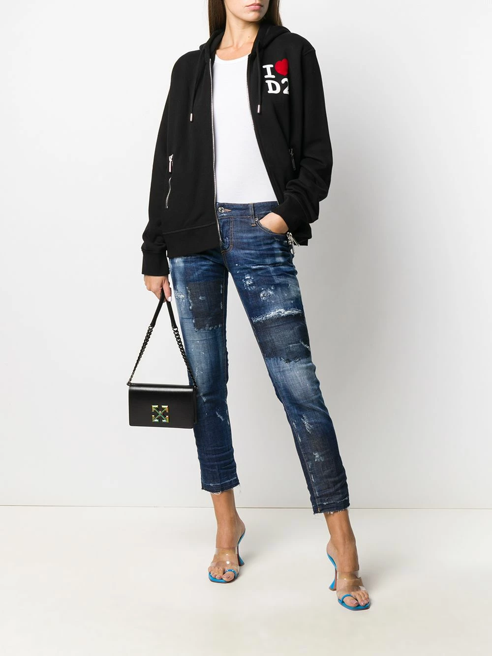 Dsquared2 Prix De Rêve Jean crop à effet usé jeans courts femme 4 Dsquared2 jean crop à effet usé