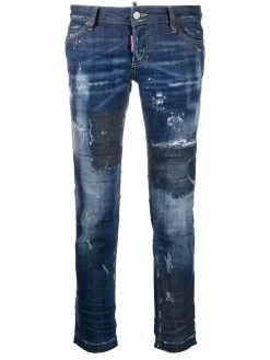 Dsquared2 jean crop à effet usé