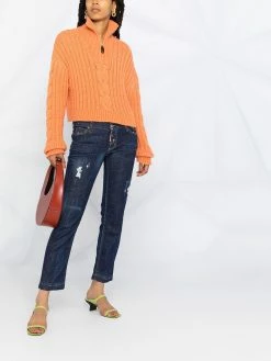 Dsquared2 jean crop à effet usé