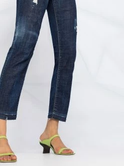 Dsquared2 jean crop à effet usé