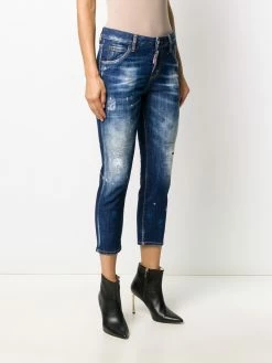 Prix Acceptable Dsquared2 Jean crop à effet usé jeans courts femme 11 Dsquared2 jean crop à effet usé