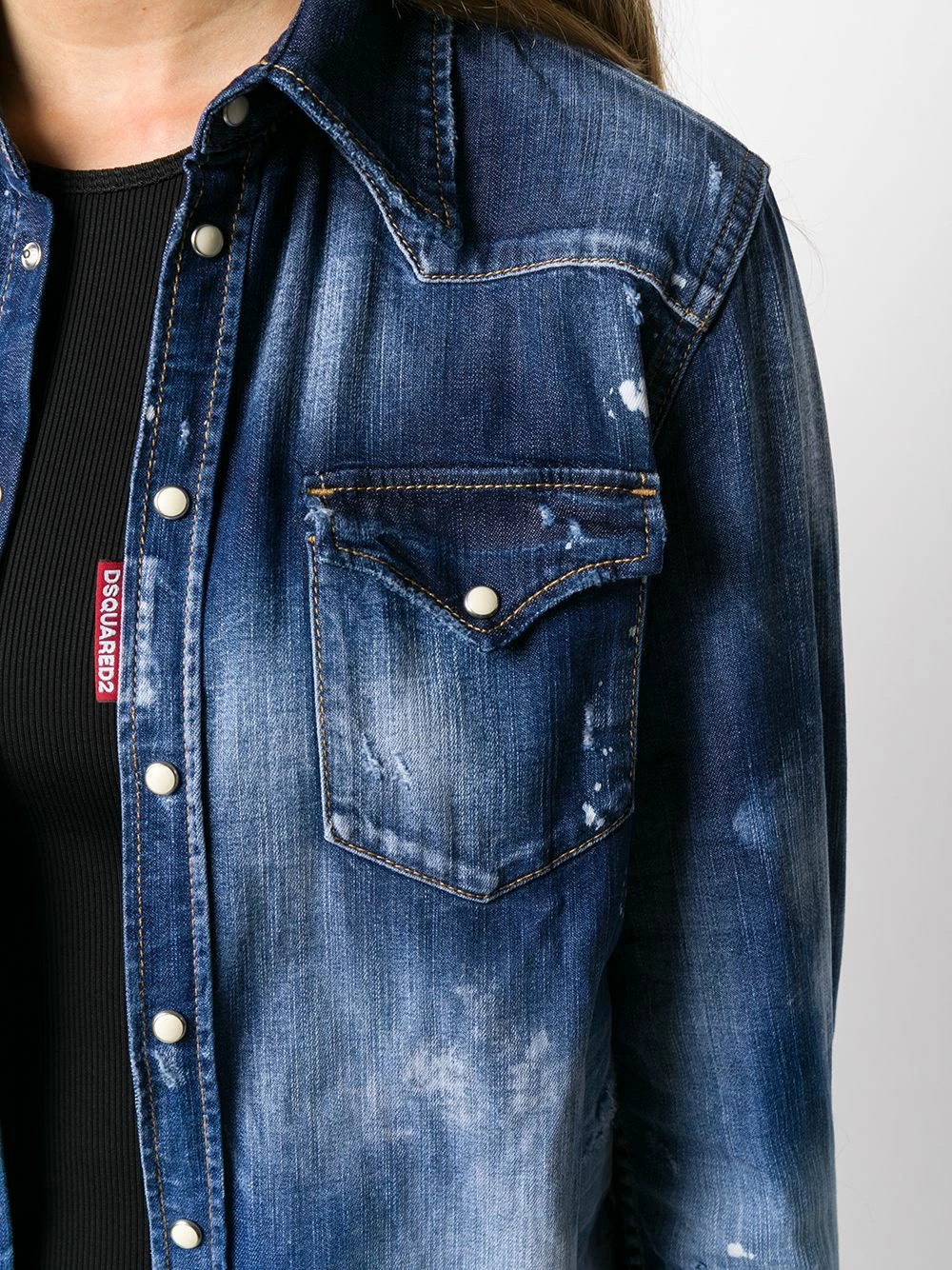 Prix Acceptable Dsquared2 Veste en jean à effet délavé vestes en jean femme 7 Dsquared2 veste en jean à effet délavé