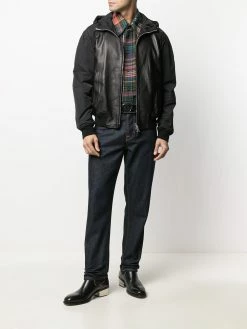 Dsquared2 veste bomber en cuir à capuche