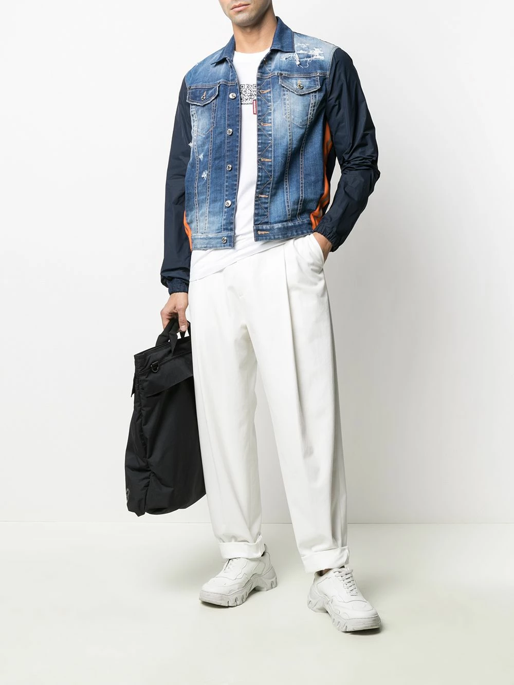 Dsquared2 Qualité Garantie Veste en jean à manches contrastantes vestes en jean homme 4 Dsquared2 veste en jean à manches contrastantes