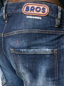Dsquared2 jean droit à effet usé