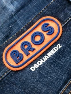 Dsquared2 jean droit à effet usé