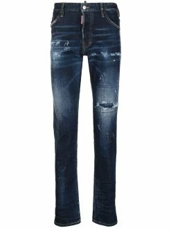 Dsquared2 jean droit à effet usé