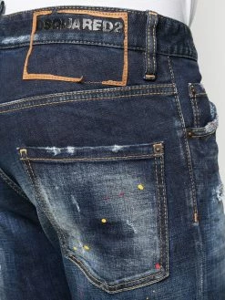 Dsquared2 jean droit à effet usé