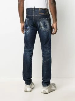 Dsquared2 jean droit à effet usé