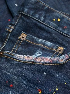 Dsquared2 jean droit à effet usé