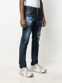 Dsquared2 jean droit à effet usé
