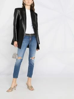 Dsquared2 Prix Discount Jean droit à effet usé jeans droits femme 11 Dsquared2 jean droit à effet usé