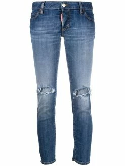 Dsquared2 jean droit à effet usé