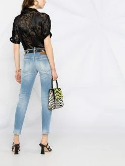 Dsquared2 jean droit à effet délavé