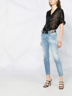 Dsquared2 jean droit à effet délavé