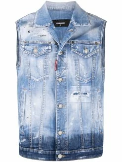 Dsquared2 gilet en jean à effet délavé