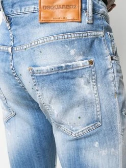 Dsquared2 jean droit à effet usé