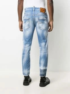 Dsquared2 jean droit à effet usé