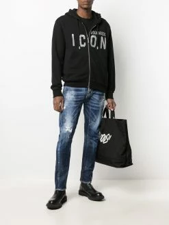 Dsquared2 jean droit à effet usé