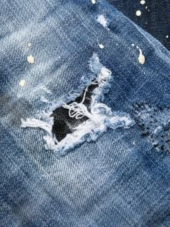 Dsquared2 jean droit à effet usé
