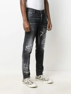 Dsquared2 jean droit à effet usé