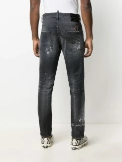 Dsquared2 jean droit à effet usé
