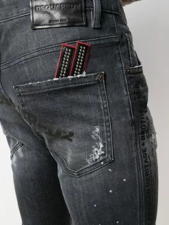 Dsquared2 jean droit à effet usé