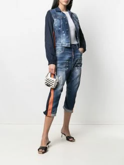Dsquared2 veste en jean crop à manches contrastantes