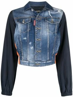 Dsquared2 veste en jean crop à manches contrastantes