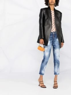 Dsquared2 jean droit à effet usé