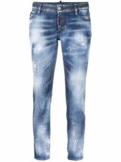 Dsquared2 jean droit à effet usé