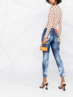 Dsquared2 jean droit à effet usé