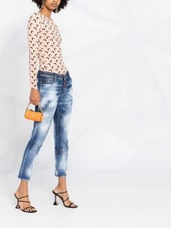 Dsquared2 jean droit à effet usé