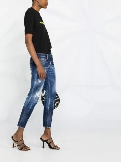 Dsquared2 jean court à effet usé