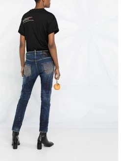 Dsquared2 jean clouté à effet usé