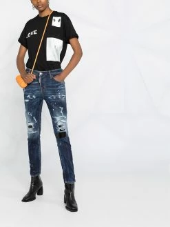 Dsquared2 jean clouté à effet usé