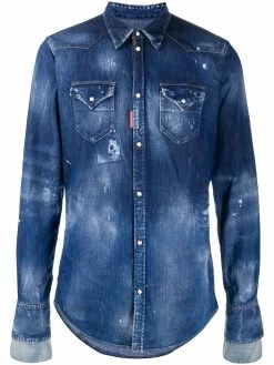 Dsquared2 chemise en jean à effet usé