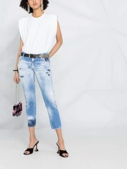 Dsquared2 jean court à effet usé