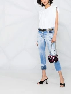 Soldes Dsquared2 Jean court à effet usé jeans courts femme 15 Dsquared2 jean court à effet usé