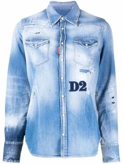 Dsquared2 chemise en jean à effet usé