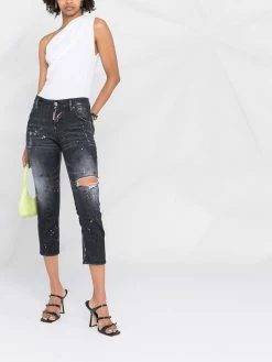 Dsquared2 jean crop à effet taches de peinture