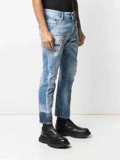 Dsquared2 jean droit à effet usé