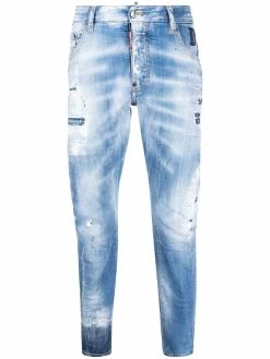 Dsquared2 jean droit à effet usé