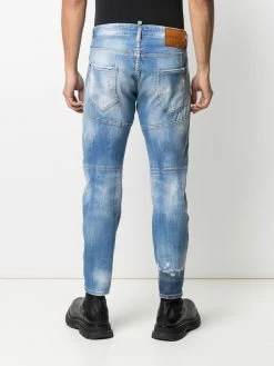 Dsquared2 jean droit à effet usé