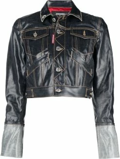 Dsquared2 veste en jean à fini enduit