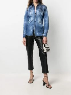 Dsquared2 chemise en jean à effet usé