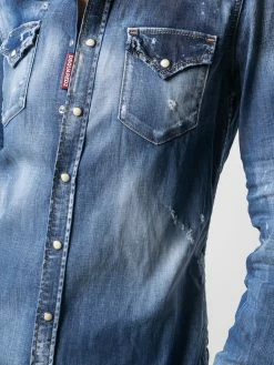 Dsquared2 chemise en jean à effet usé